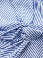 Collared Twisted Striped Short Sleeve Blouse