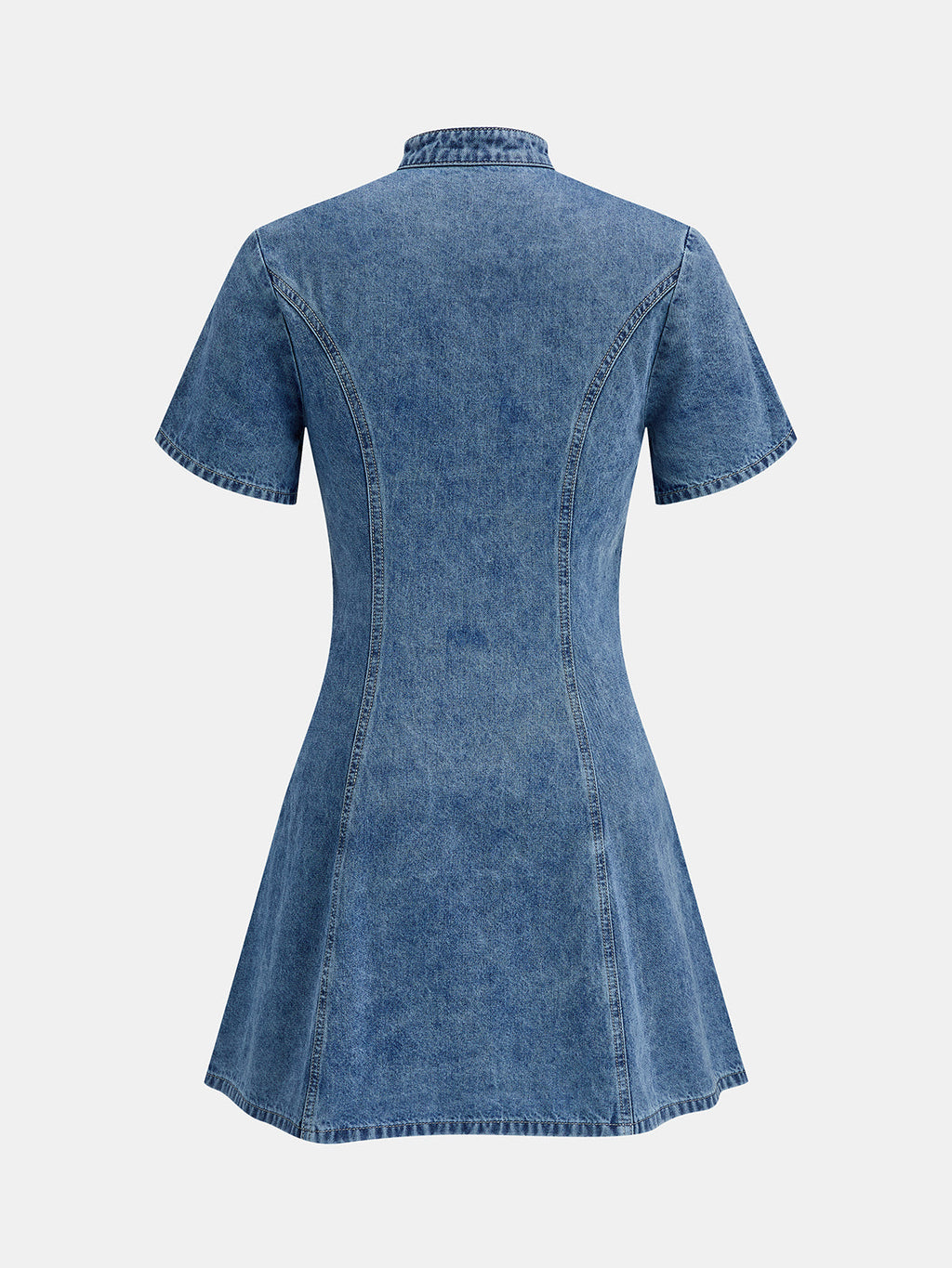Tulip Short Sleeve Fit Flare Denim Mini Dress