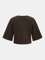 Half Sleeve Button Front Cropped Cardigan