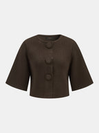 Half Sleeve Button Front Cropped Cardigan