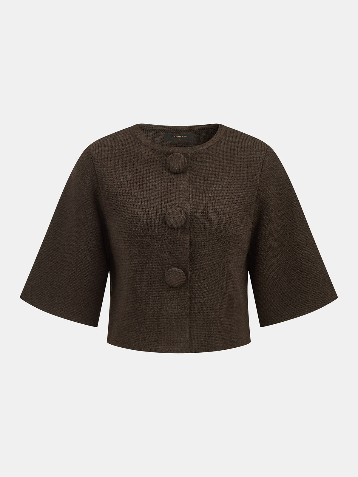 Half Sleeve Button Front Cropped Cardigan