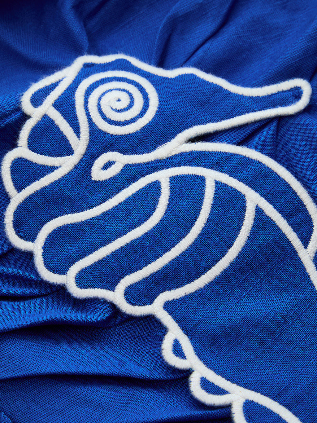 One-Shoulder Seahorse Appliqué Midi Dress