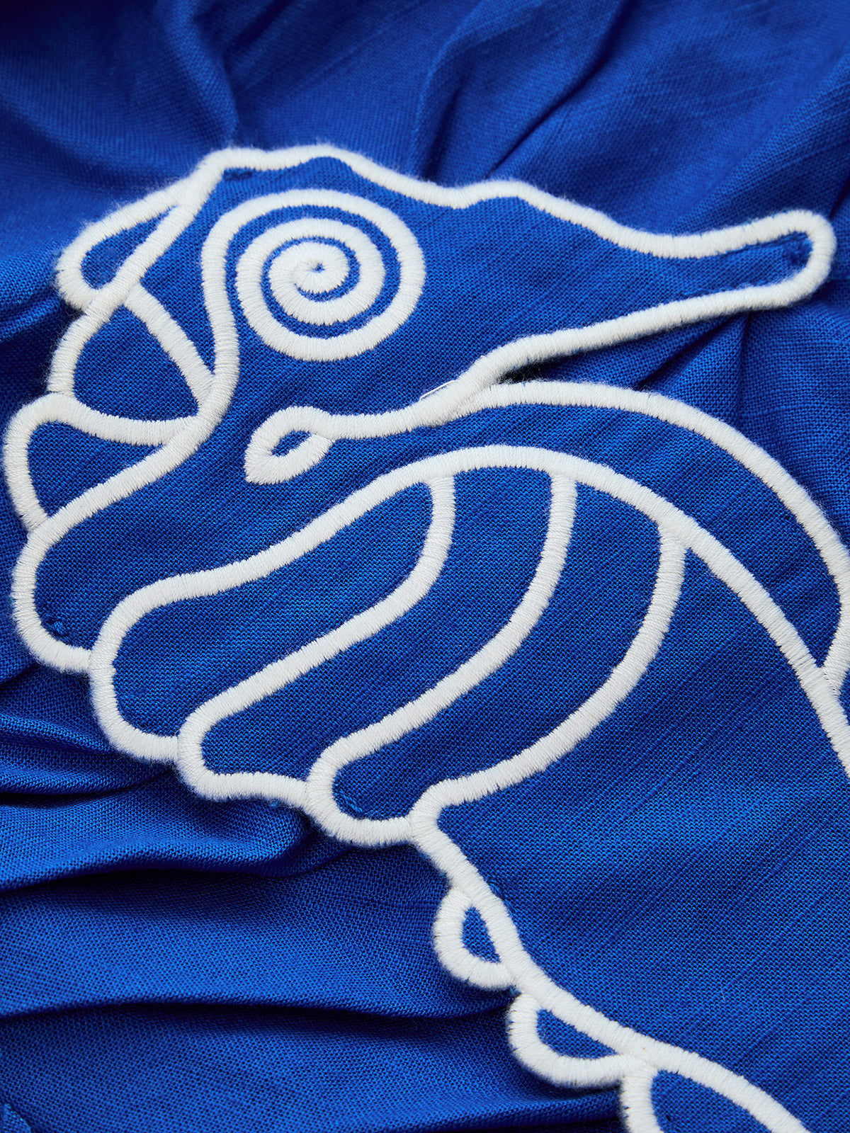 One-Shoulder Seahorse Appliqué Midi Dress