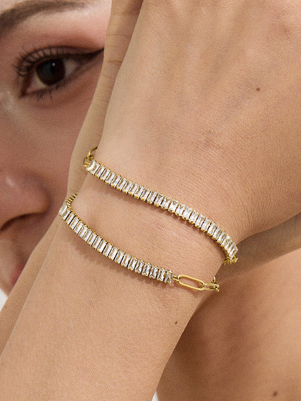 Baguette Crystal Paperclip Chain Bracelet