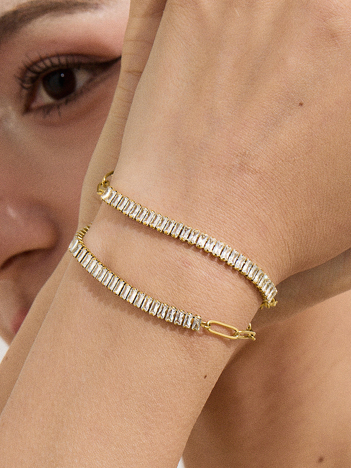 Baguette Crystal Paperclip Chain Bracelet