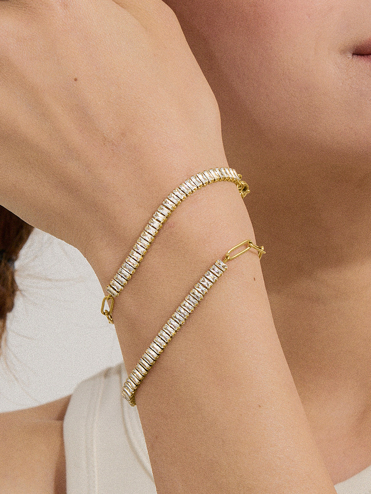 Baguette Crystal Paperclip Chain Bracelet