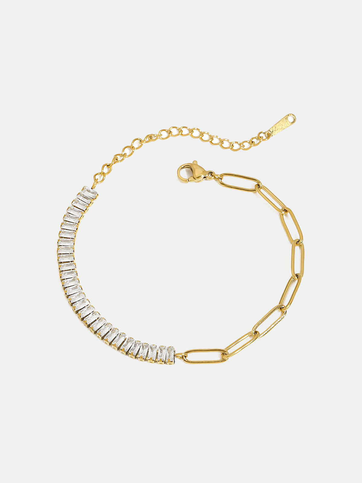 Baguette Crystal Paperclip Chain Bracelet