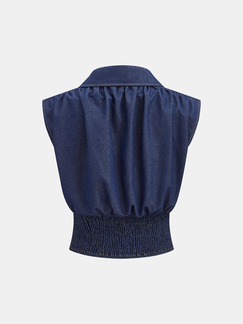 Sleeveless Collared Cinched Waist Blouse