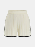 Contrast Trim Rib Knit Two Piece Shorts Set