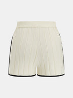 Contrast Trim Rib Knit Two Piece Shorts Set