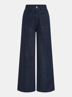 Denim Cropped Shirt & Wide Leg Jeans Set