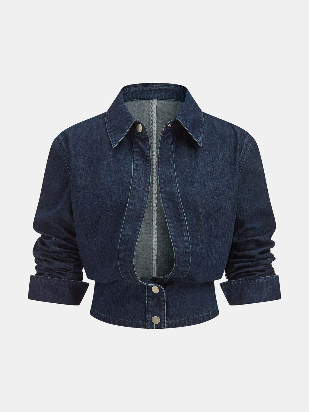 Denim Cropped Shirt & Wide Leg Jeans Set