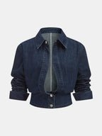 Denim Cropped Shirt & Wide Leg Jeans Set