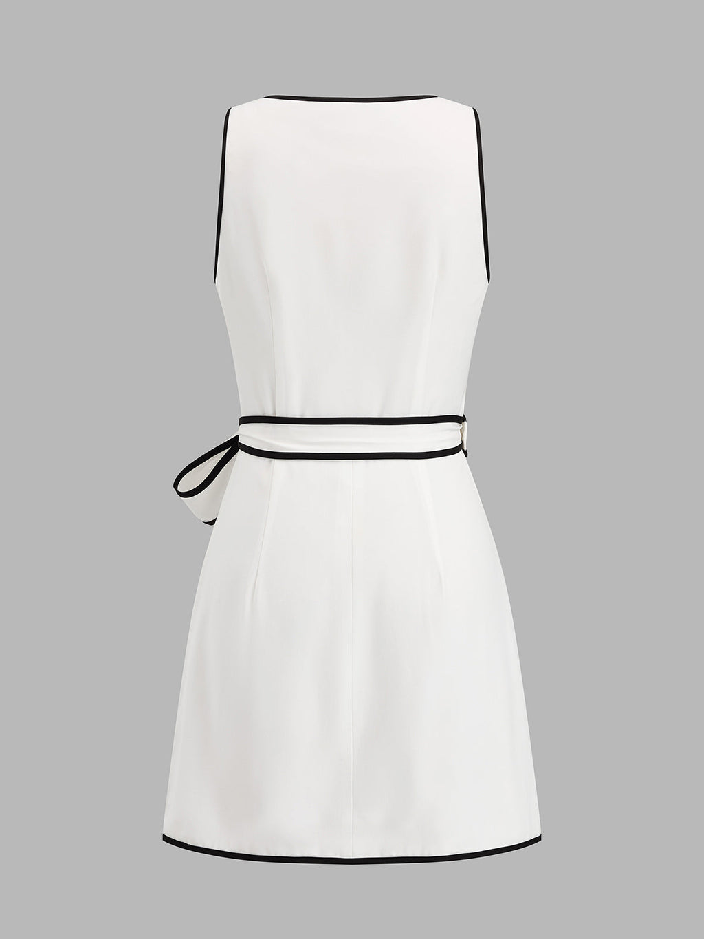 Contrast Trim Wrap Tie Sleeveless Mini Dress