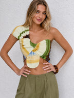Tie-Dye Twist Front Crop Top