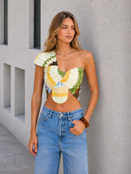 Tie-Dye Twist Front Crop Top
