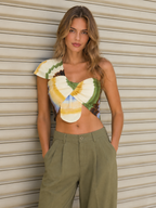 Tie-Dye Twist Front Crop Top
