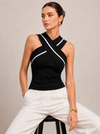 Crisscross Neck Sleeveless Knit Top
