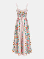 Floral Print Pearl Strap Maxi Dress