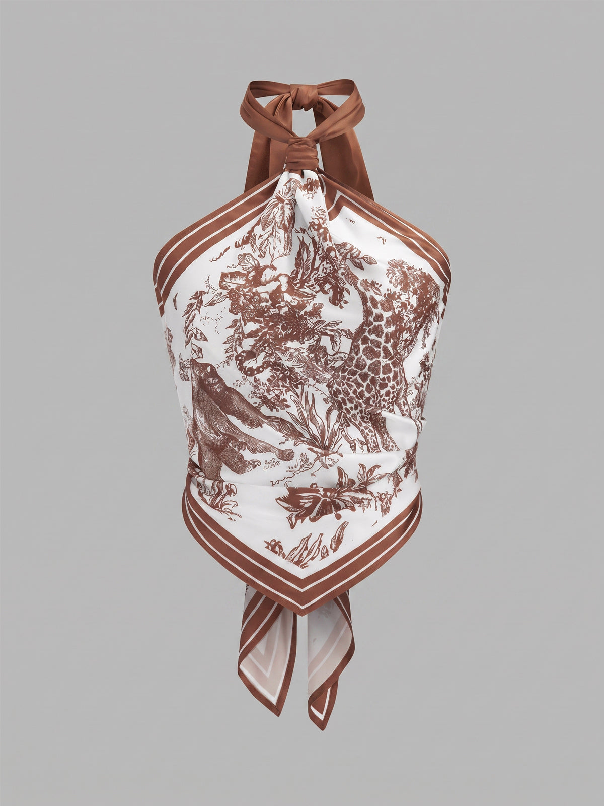 Porcelain Print Scarf Style Halter Blouse