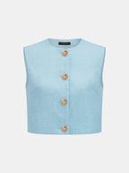 Sleeveless Textured Vest & Pleated Pant Set