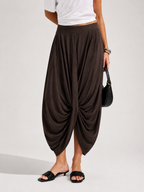 Draped Twist Front Maxi Skirt