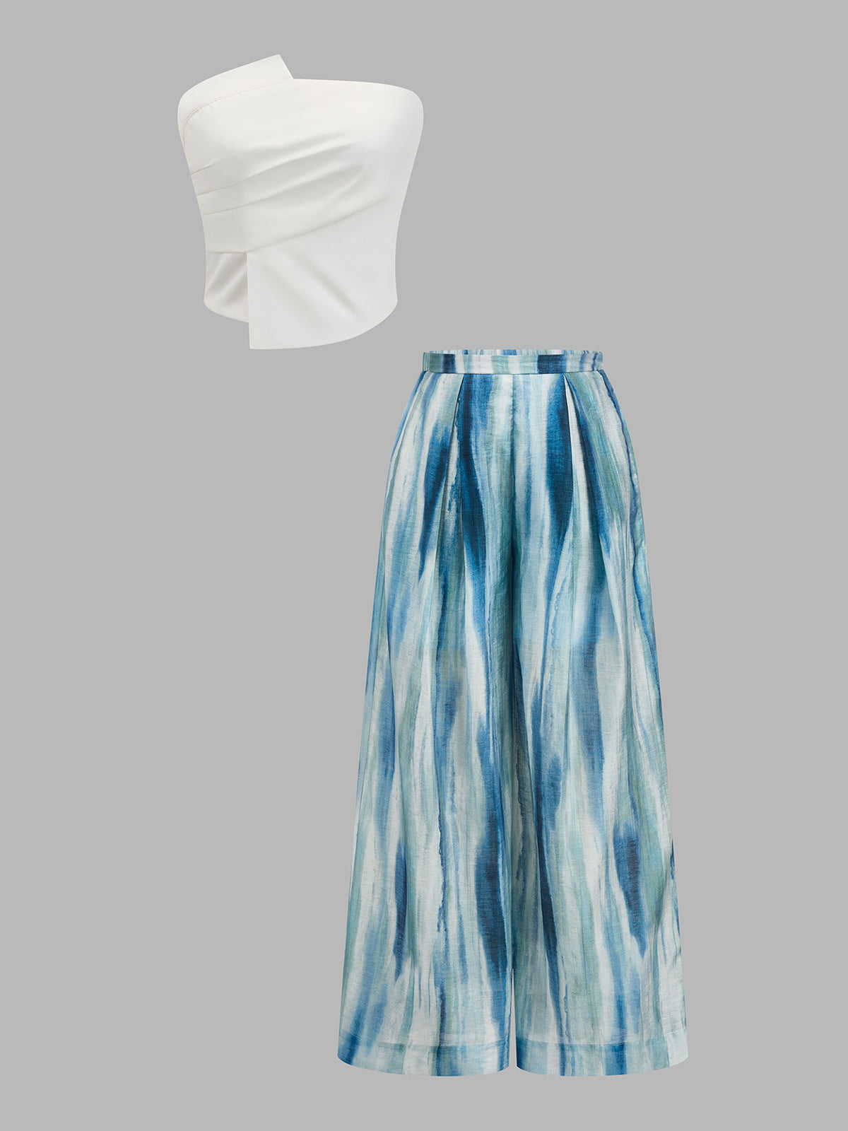 Asymmetrical Tube Top & Tie Dye Pants Set
