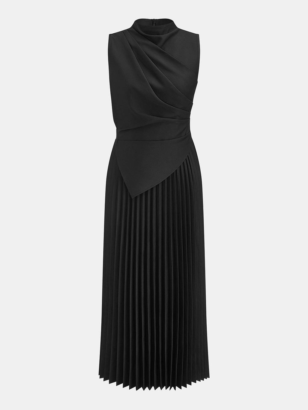 Draped Tie-Back Pleated Maxi Dress