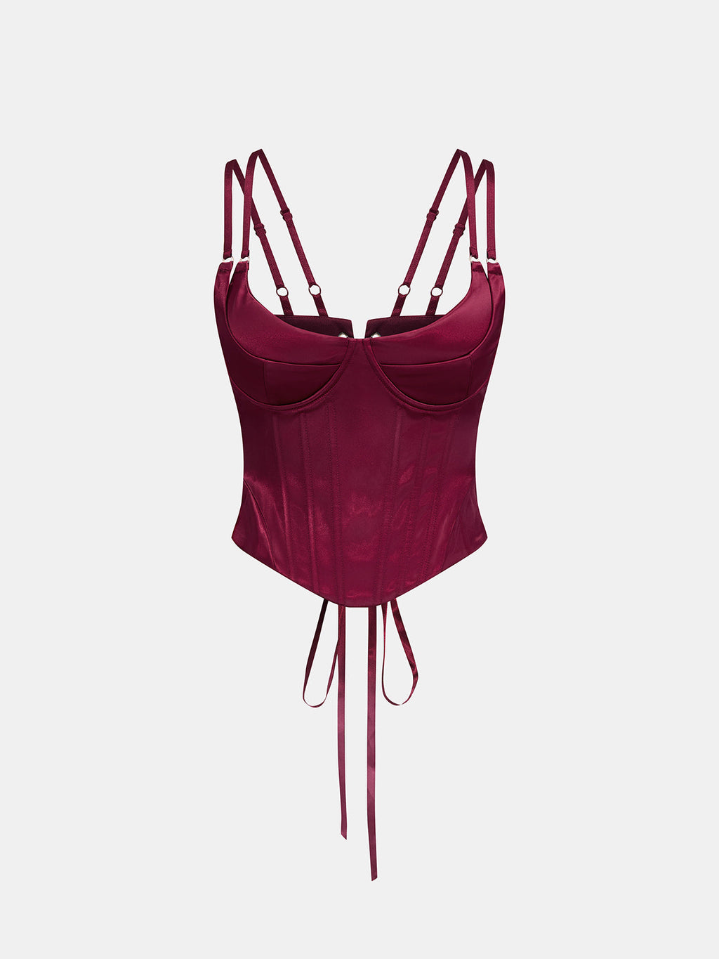 Double Strap Lace Up Satin Bustier