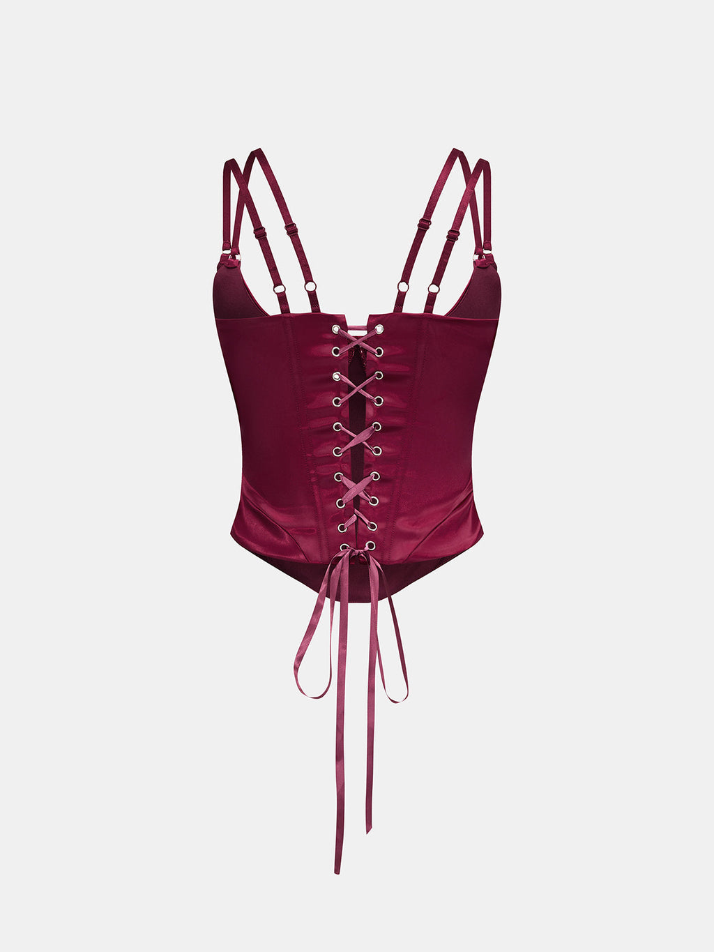 Double Strap Lace Up Satin Bustier