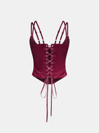 Double Strap Lace Up Satin Bustier