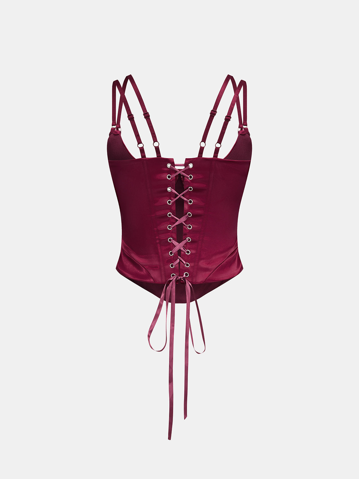 Double Strap Lace Up Satin Bustier