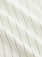 Belted Striped Cotton Linen Wide Leg Pants