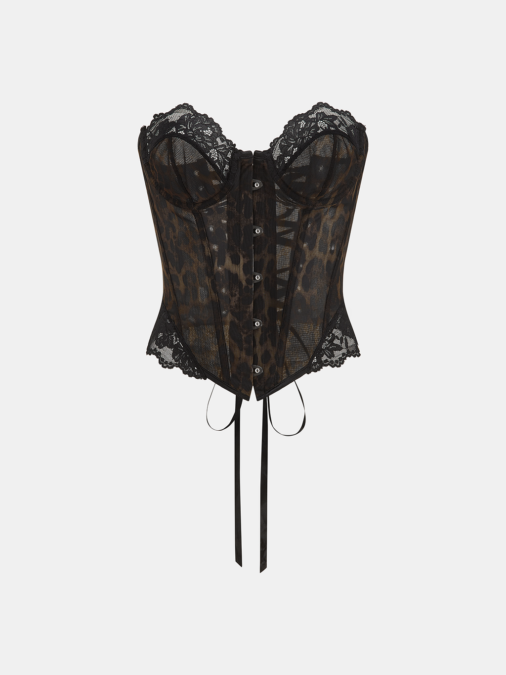 Leopard Print Lace Strapless Bustier