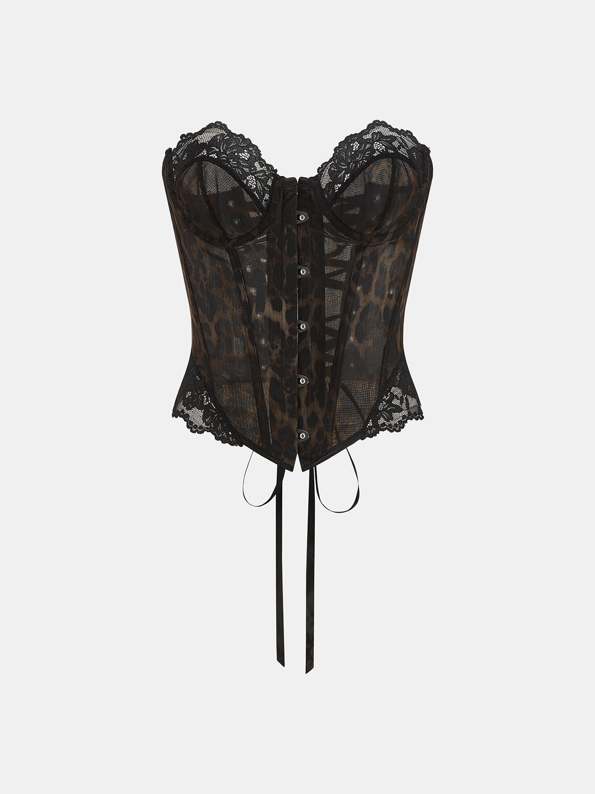 Leopard Print Lace Strapless Bustier
