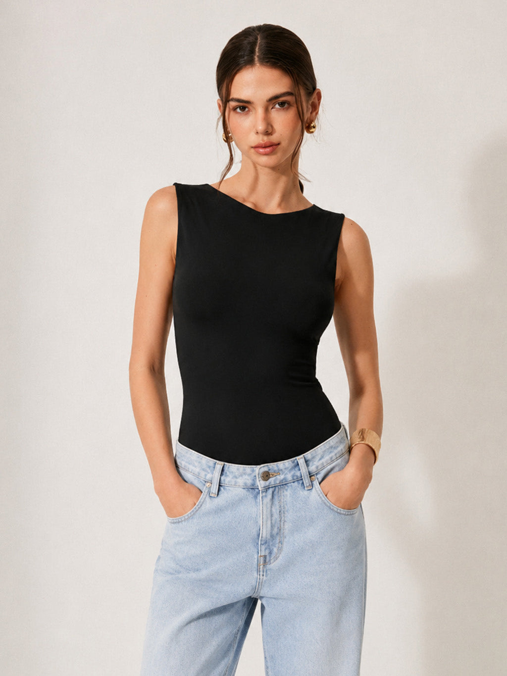 Sleeveless Open Back Bodysuit