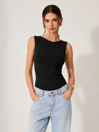Sleeveless Open Back Bodysuit