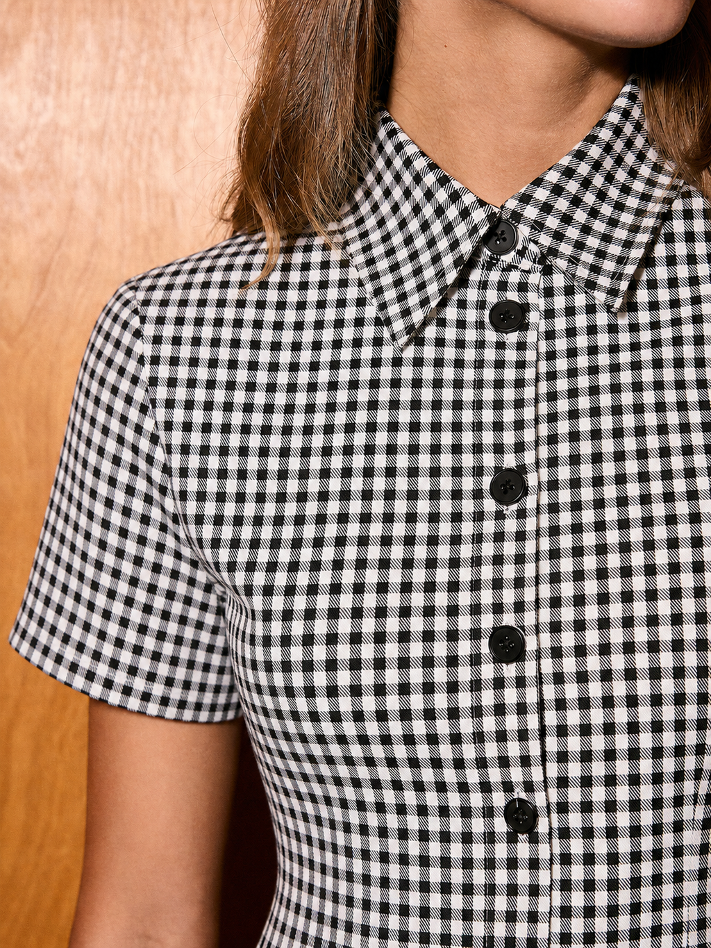 Gingham Tie-Back Short Sleeve Shirt