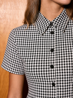 Gingham Tie-Back Short Sleeve Shirt