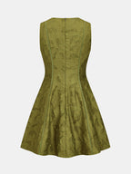 Sleeveless Jacquard Flared Mini Dress