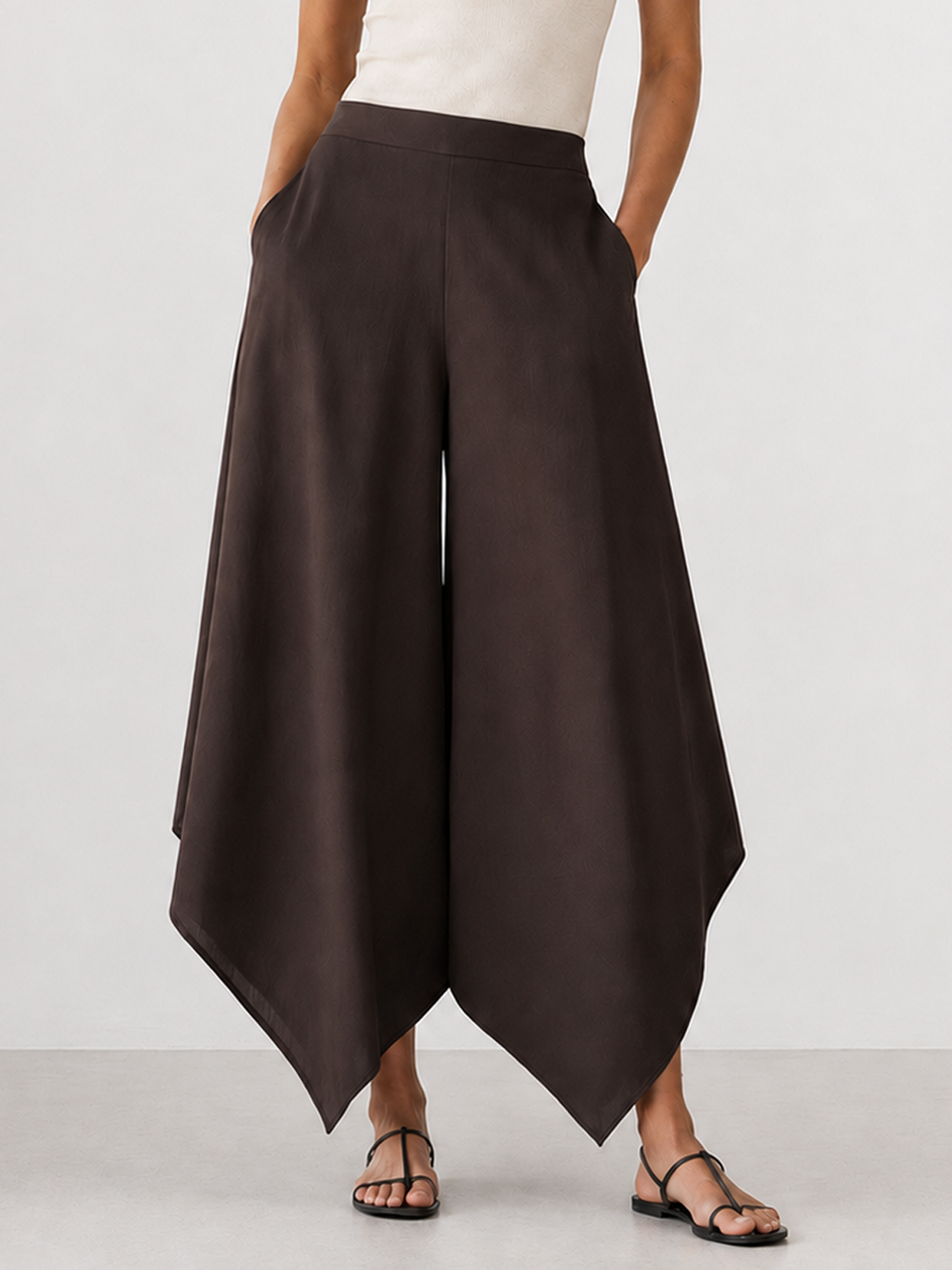 Irregular Hem Wide Leg Pants