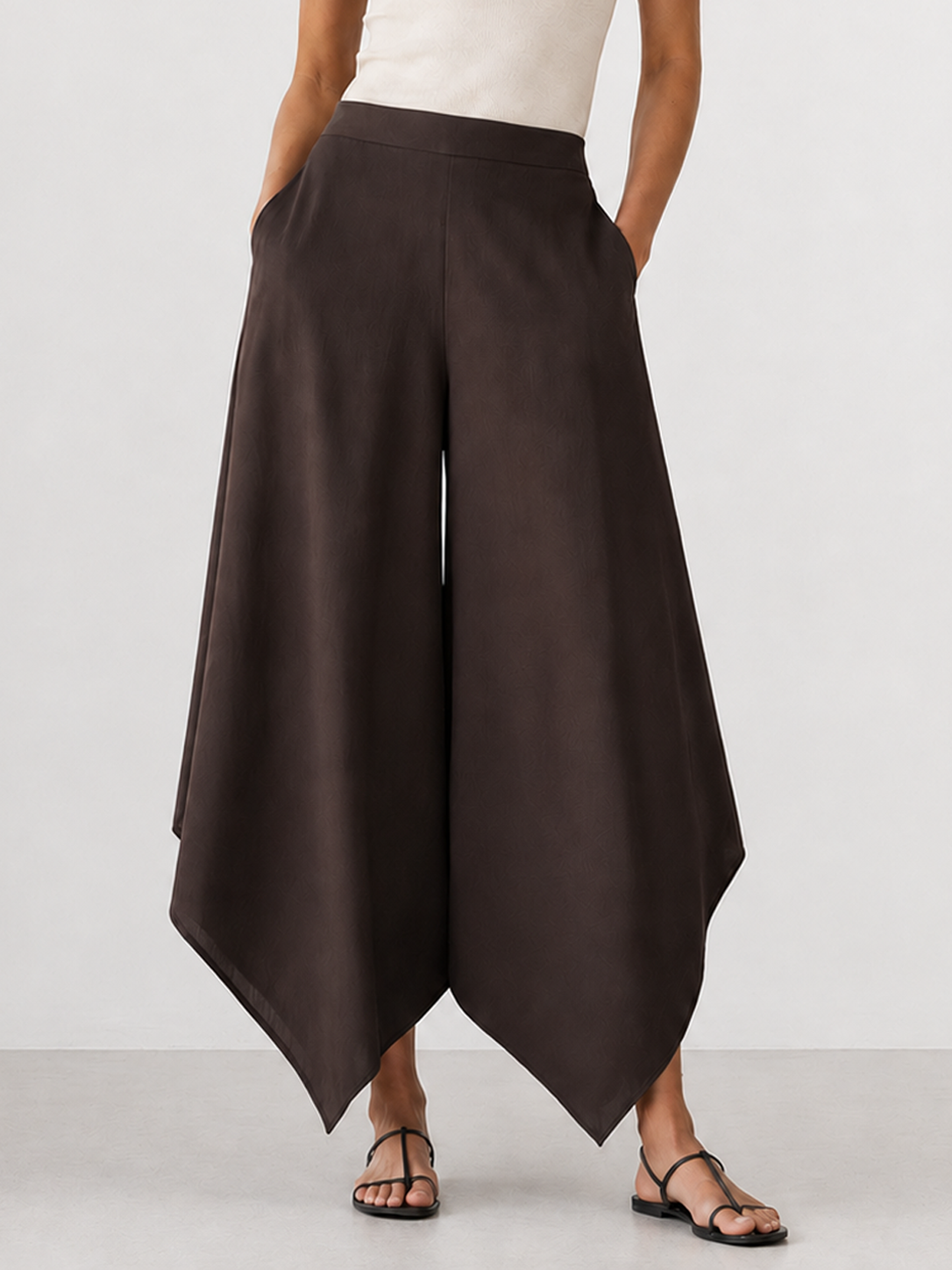 Irregular Hem Wide Leg Pants