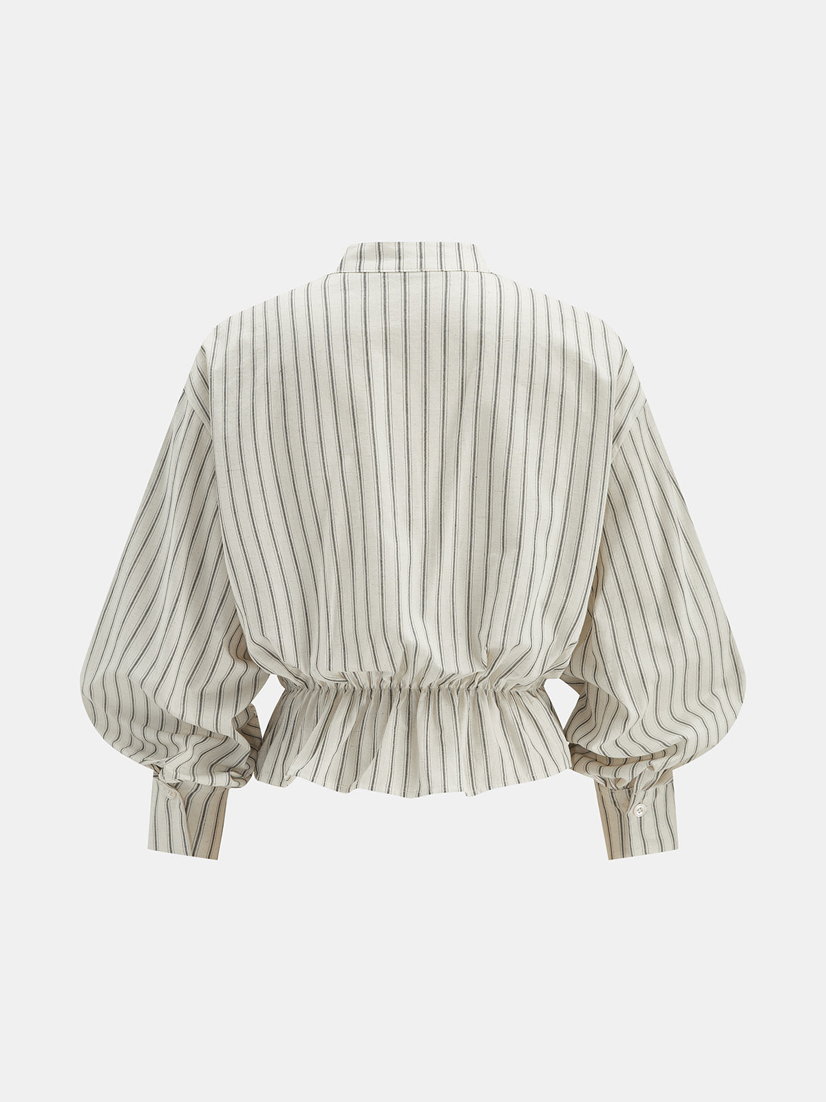 Striped Lace Panel Cotton Linen Blouse
