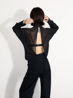 Sheer High Neck Mesh Top