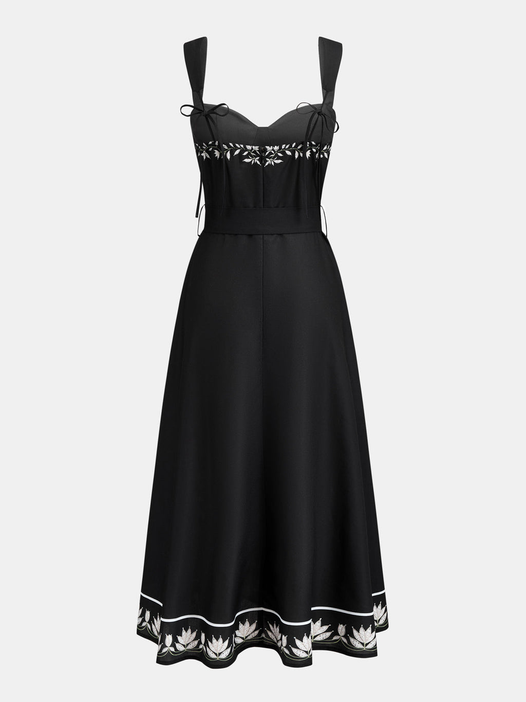 Botanical Print Belted Maxi Slip Dress