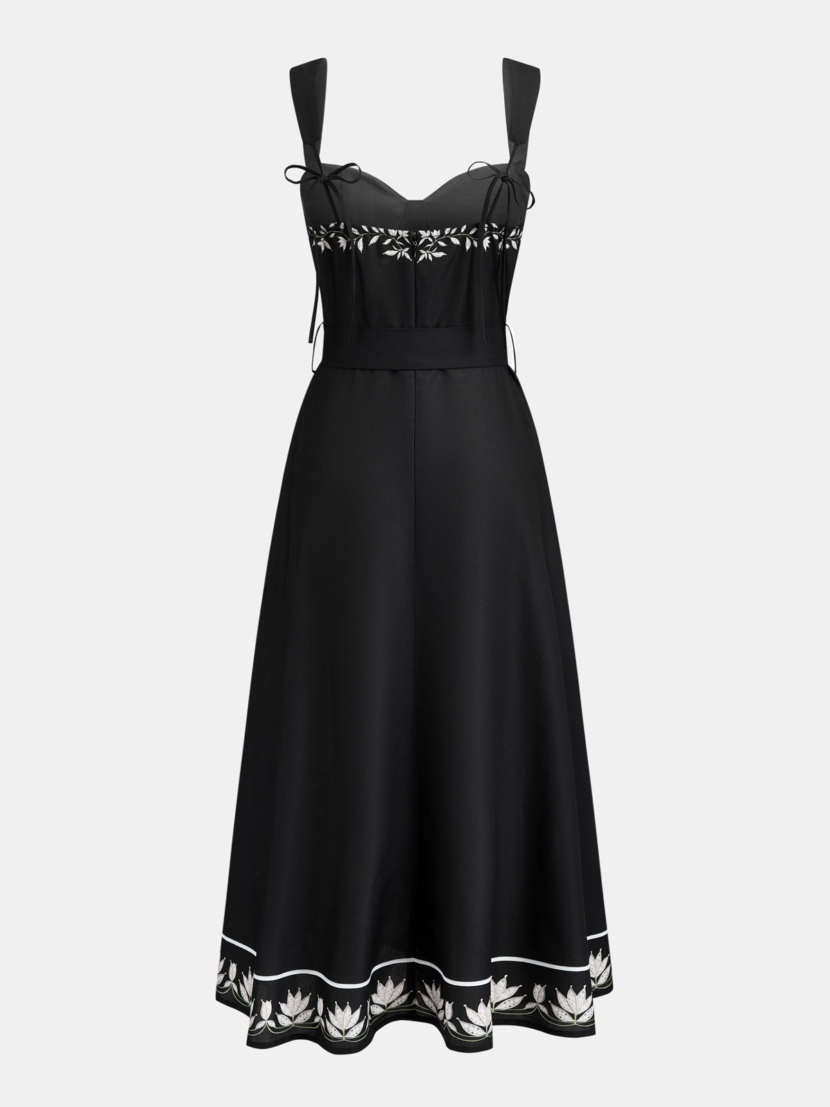 Botanical Print Belted Maxi Slip Dress